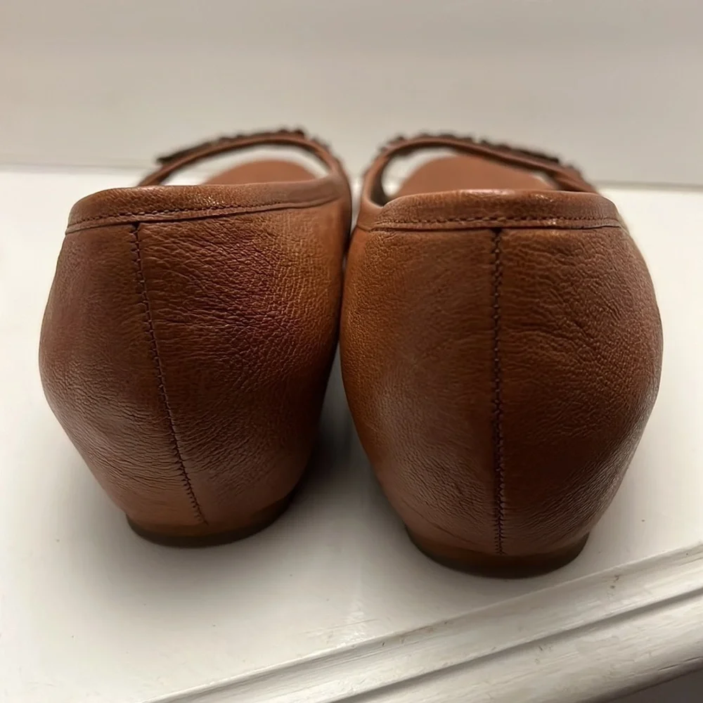 FOSSIL Open Toe Vegan Leather Shoes with Applied Flowers Size 7